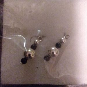 Silver black dangle earrings